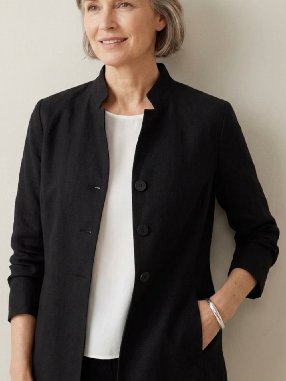 Eileen Fisher Women's Black Button Down Blazer